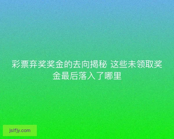 彩票弃奖奖金的去向揭秘 这些未领取奖金最后落入了哪里
